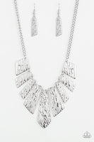 Paparazzi Texture Tigress - Silver - Necklace and matching Earrings