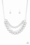 Paparazzi Empire State Empress - Silver Pearl Necklace and Matching Earrings