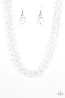 Paparazzi Put It On Ice - White - Acrylic Necklace and matching Earrings