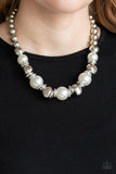 Paparazzi Hollywood Haute Spot Necklace White - The Jewelry Box Collection 