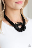 Paparazzi Knotted Knockout Black Seedbead Necklace - The Jewelry Box Collection 