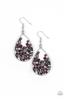 Paparazzi Cash or Crystal? - Purple - Smoky Marquise Rhinestones - Silver Teardrop Earrings - The Jewelry Box Collection 