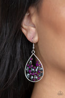 Paparazzi Cash or Crystal? - Purple - Smoky Marquise Rhinestones - Silver Teardrop Earrings