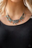 Paparazzi Boho Baby - Multi - Half Moon Silver Necklace and matching Earrings - The Jewelry Box Collection 