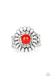 Paparazzi Poppy Pep - Red Silver Ring