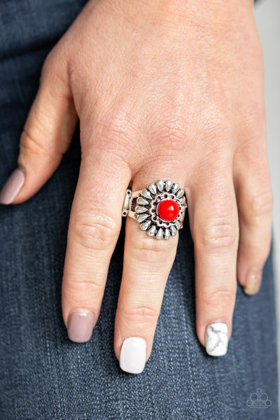 Paparazzi Poppy Pep - Red Silver Ring