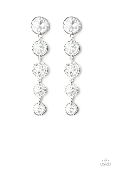 Paparazzi Drippin In Starlight - White  - Faceted Rhinestone Gems - Post Earrings