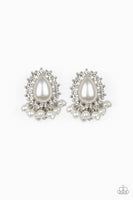 Paparazzi Castle Cameo - White Pearl Post Earrings - The Jewelry Box Collection 