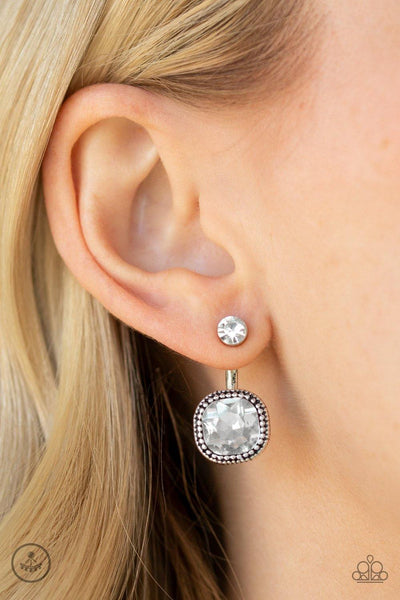 Paparazzi Celebrity Cache - White Post Earring - The Jewelry Box Collection 