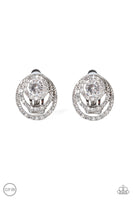 Paparazzi Epic Epicenter White Clip on Earrings
