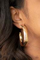 Paparazzi Hoop Wild - Gold - Etched in Shimmer - Thick Hoop - Earrings