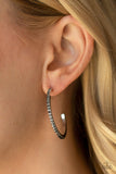 Paparazzi Rhinestone Revamp Black Hoop Earring - The Jewelry Box Collection 