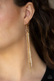 Paparazzi Center Stage Status - Gold - White Rhinestones - Earrings