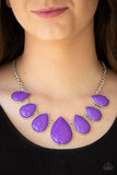 Paparazzi Drop Zone Purple Shiny Teardrop Necklace & Earrings - The Jewelry Box Collection 