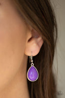 Paparazzi Drop Zone Purple Shiny Teardrop Necklace & Earrings - The Jewelry Box Collection 