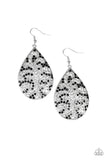 Paparazzi Hustle and Bustle - Black Rhinestones - Silver Teardrop Earrings