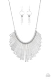 Paparazzi Metallic Mane Silver Necklace and matching Earrings