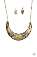 Paparazzi Geographic Goddess - Brass Necklace and Matching Earrings