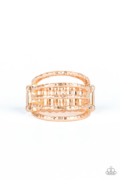 Paparazzi Classic Sheen - Rose Gold - Hammered Bands - Ring