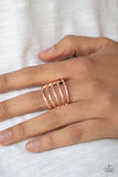 Paparazzi Classic Sheen - Rose Gold - Hammered Bands - Ring