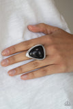 Paparazzi Stone Scene - Black Stone - Triangle Silver Frame - Ring