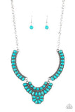 Paparazzi Omega Oasis - Blue - Turquoise Stone Beads - Silver Plate Necklace and matching Earrings