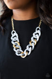Paparazzi I Have A HAUTE Date - White - Acrylic Faux Marble Finish - Gold Necklace and matching Earrings