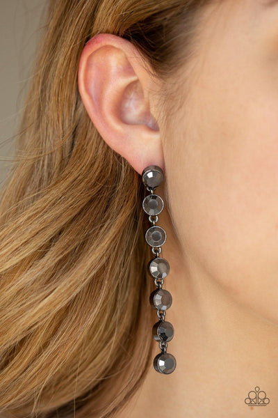 Paparazzi Dazzling Debonair - Black Earring - The Jewelry Box Collection 