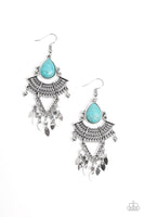 Paparazzi Vintage Vagabond Blue Silver Earrings Fashion Fix Exclusive - February 2020 - The Jewelry Box Collection 