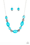 Paparazzi Ice Melt - Blue- Antiqued Silver Beads - Necklace and matching Earrings