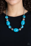 Paparazzi Ice Melt - Blue- Antiqued Silver Beads - Necklace and matching Earrings
