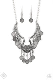 Paparazzi Treasure Temptress - Silver - Coin Discs Dangle - Ornate Silver Necklace - Fashion Fix Exclusive September 2019