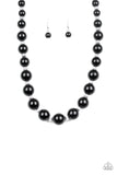 Paparazzi Uptown Heiress Black Pearl Necklace and Matching Earrings