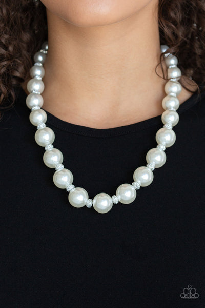 Paparazzi Uptown Heiress White Pearl Necklace and Matching Earrings