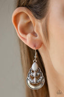 Paparazzi Boho Brilliance - White Earring - The Jewelry Box Collection 