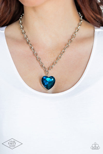 Paparazzi Flirtatiously Flashy - Blue Heart Necklace