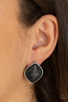 Paparazzi  Marble Marvel - Black Earrings - The Jewelry Box Collection 