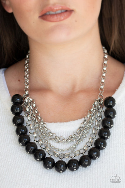 Paparazzi One-Way WALL STREET - Black Pearl Necklace