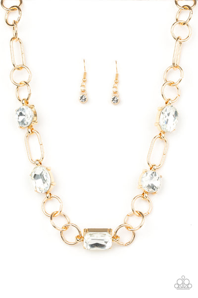 Paparazzi Urban District -Gold Necklace with matching earrings