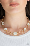 Paparazzi Urban District -Gold Necklace with matching earrings