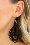 Paparazzi If You WOOD Be So Kind - Black Earring - The Jewelry Box Collection 