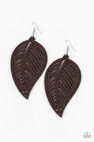 Paparazzi Amazon Zen - Brown Wood Earring - The Jewelry Box Collection 