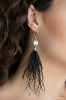 Paparazzi Feathered Flamboyance - Black Earrings - The Jewelry Box Collection 