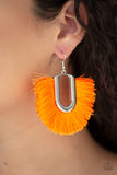 Paparazzi Tassel Tropicana Orange Feather Earrings