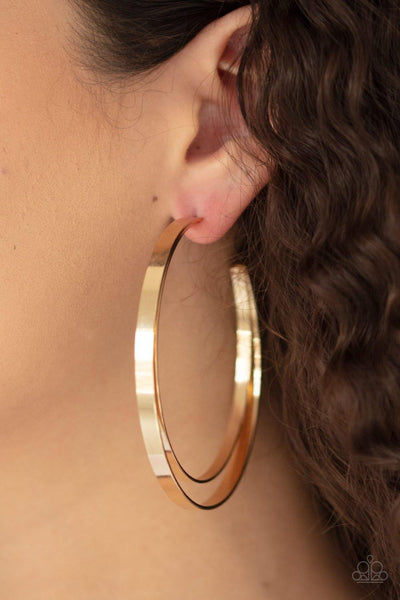 Paparazzi Moon Child Metro - Gold Hoop Earrings - The Jewelry Box Collection 