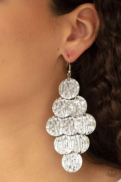 Paparazzi Uptown Edge - Silver Earrings - The Jewelry Box Collection 