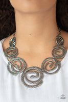 Paparazzi Statement Swirl - Black Necklace - The Jewelry Box Collection 
