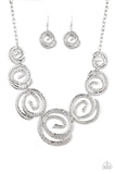 Paparazzi Statement Swirl - Silver Necklace - The Jewelry Box Collection 