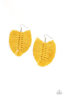 Paparazzi Knotted Native Yellow Macrame Knotted Thread Tassel Earrings