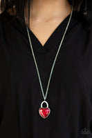 Paparazzi Locked in Love Red Heart Necklace - The Jewelry Box Collection 